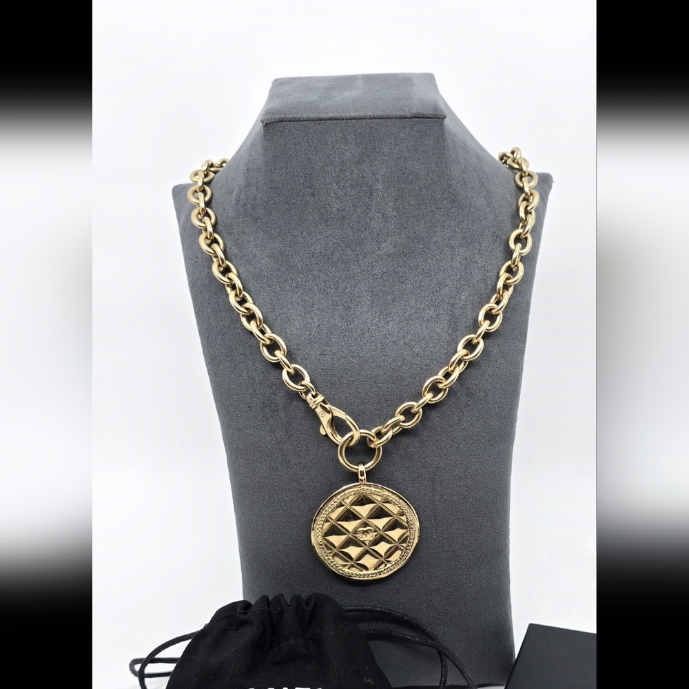 Chanel Quilted Medallion Pendant Necklace